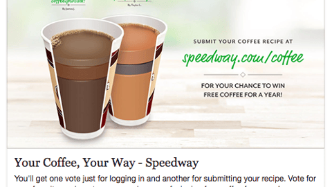 Speedway 'Your Coffee, Your Way' Facebook Update